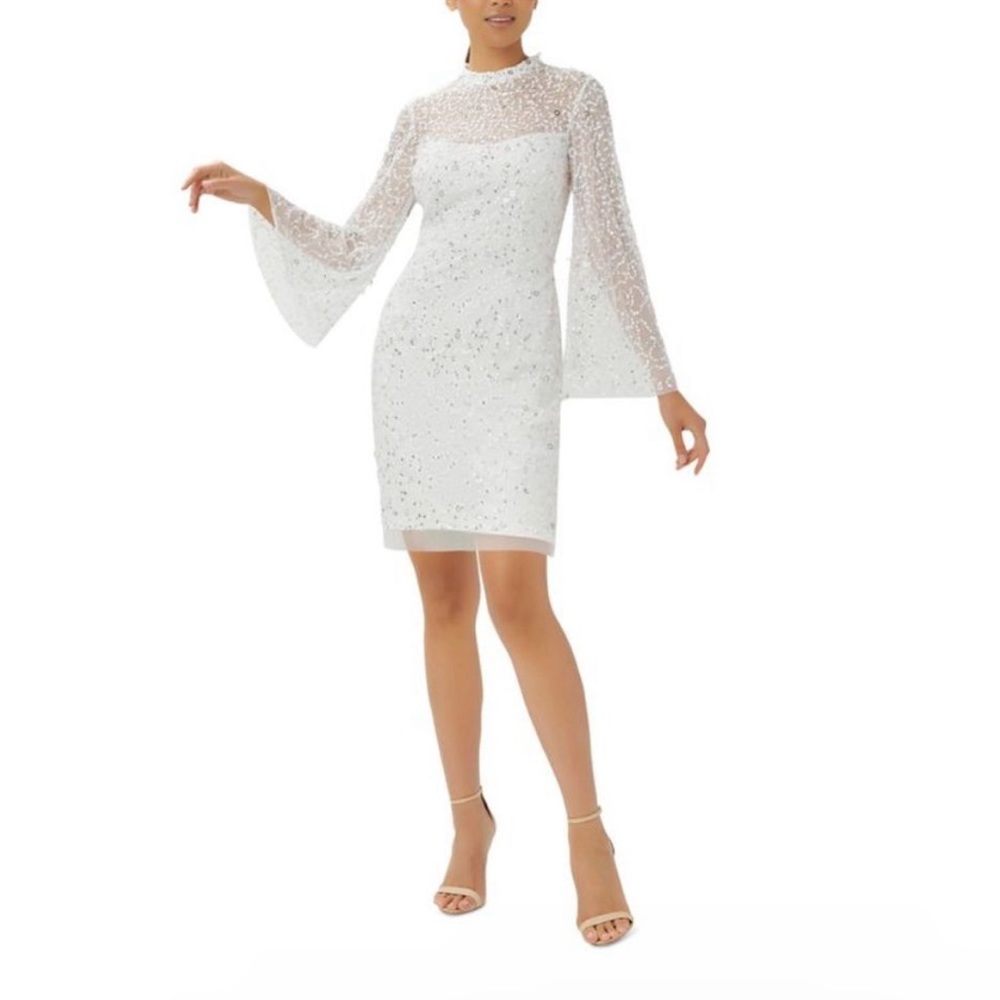 Adrianna Papell White Lace Mini Dress